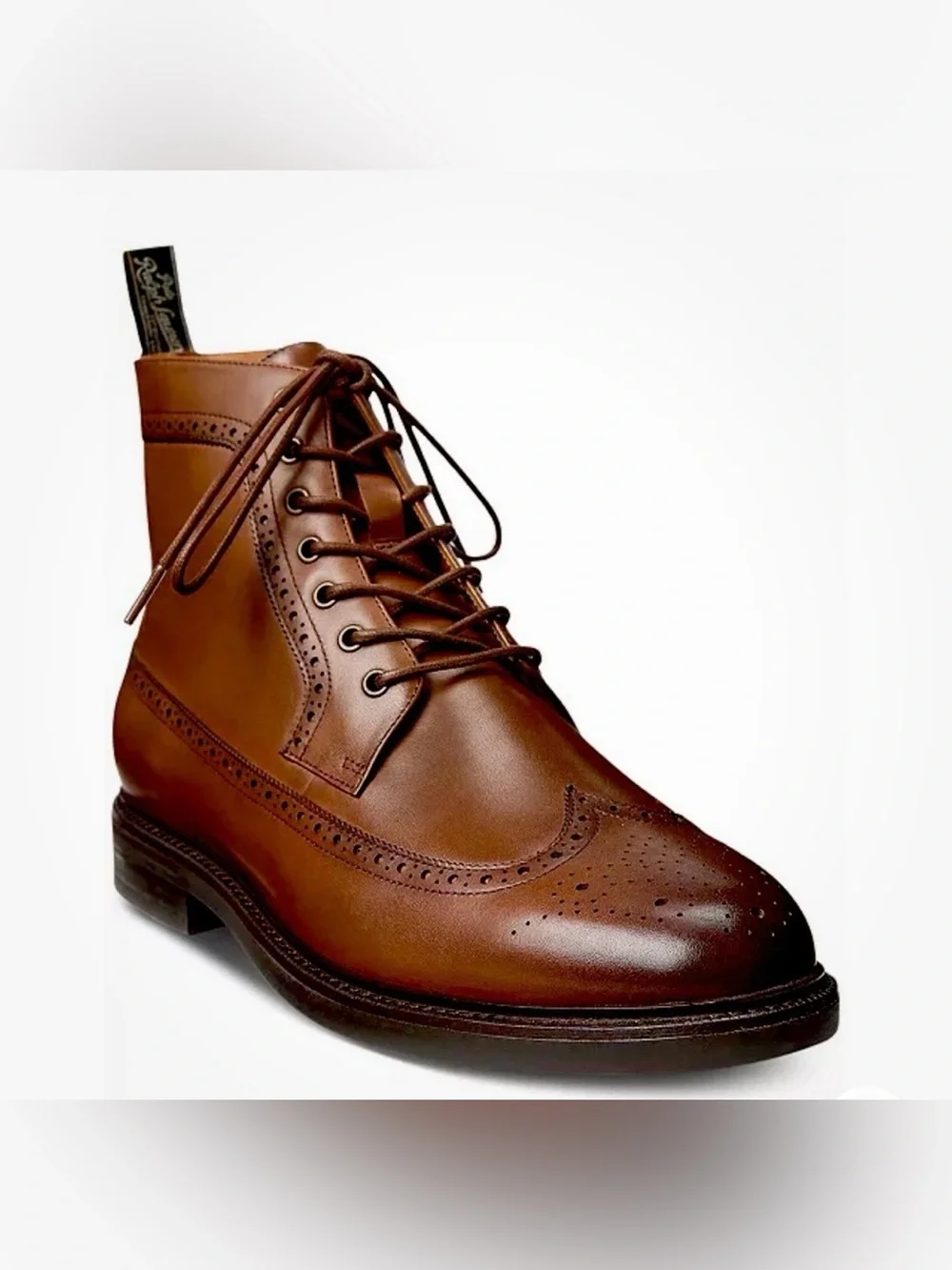 Polo Ralph Lauren Men's Asher Leather Wingtip Dress Boots Brown US 7 $ 228
